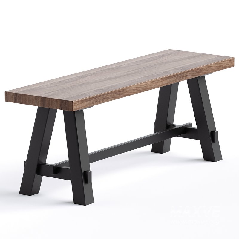 Elyon 48 Wide Rustic industrial Solid Wood Bench - Image 2