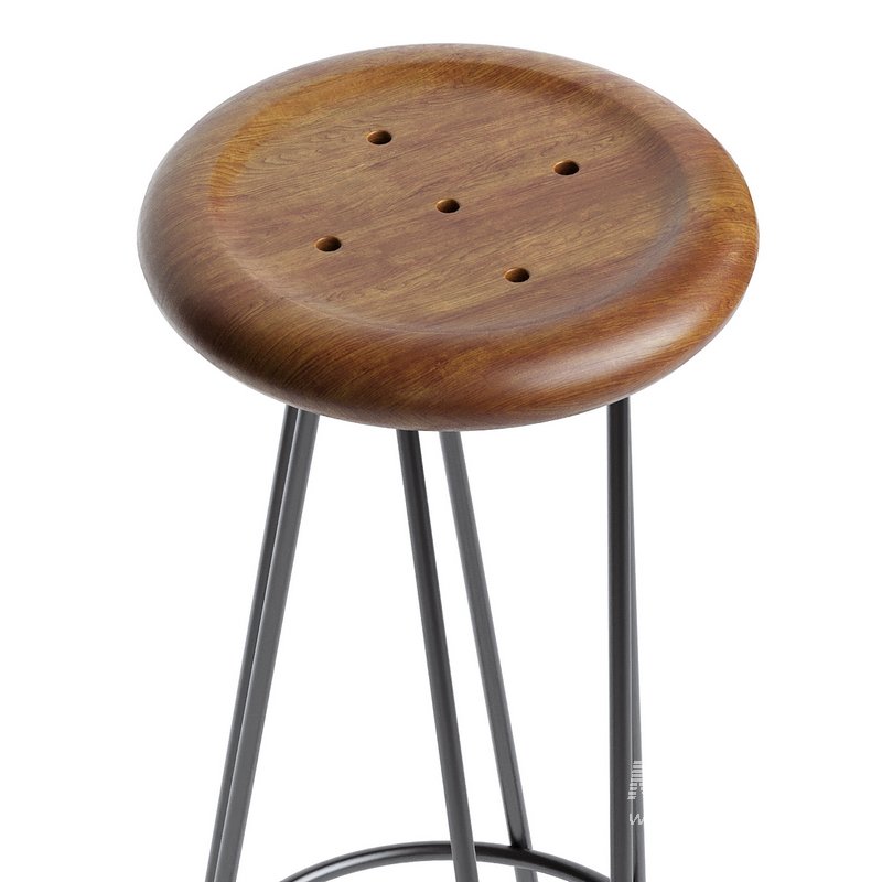 Teak Frisbee Bar Stool - Image 3