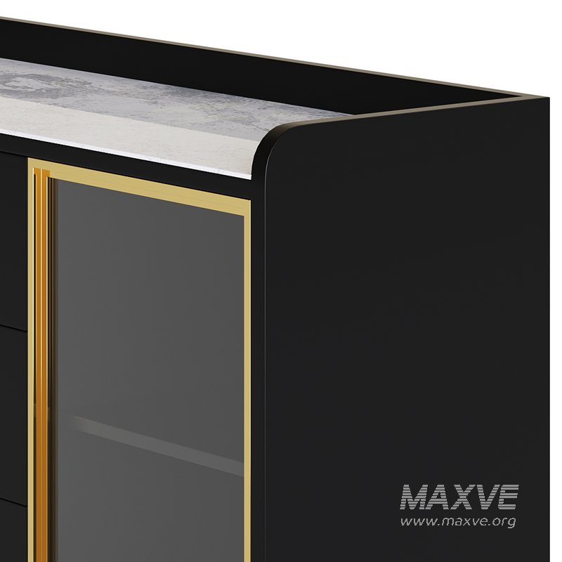 Modern Glass Door Wood Sideboard 3 - Image 9