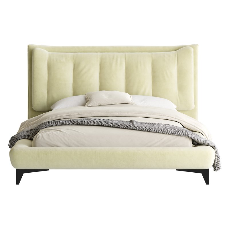 Eden Suede Fabric Upholstered Modern Bed - Image 10