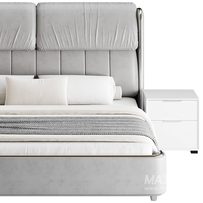 Elegant White Pine Wood Panel Bed - Image 10