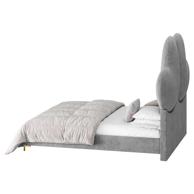 Elegant Blue Pine Wood Upholstered Panel Bed - Image 9