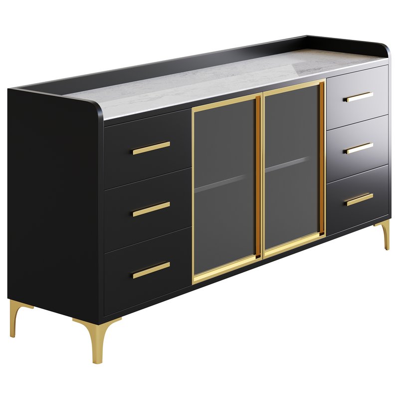 Modern Glass Door Wood Sideboard 2 - Image 10