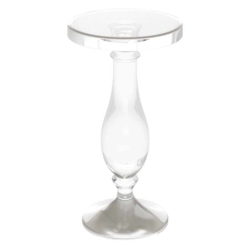 Modern Acrylic Clear Round End Table with Pedestal - Image 9