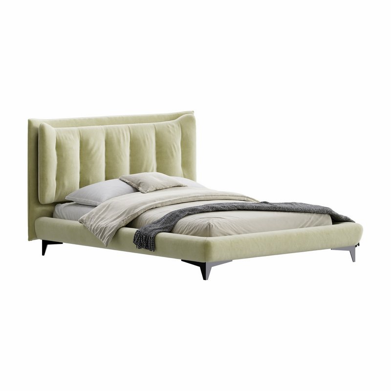 Eden Suede Fabric Upholstered Modern Bed - Image 1
