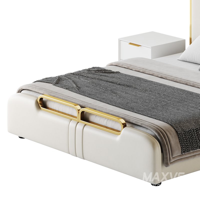 Upholstered Headboard Bed Frame Modern Panel Bed I - Image 10