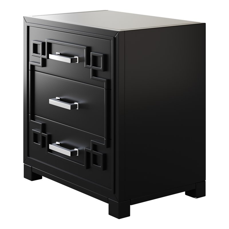 SAFAVIEH Raina Three Drawer Greek Key Night Stand Black - Image 11