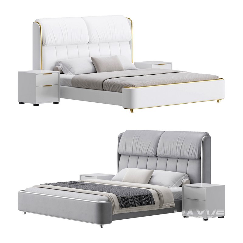 Elegant White Pine Wood Panel Bed - Image 1