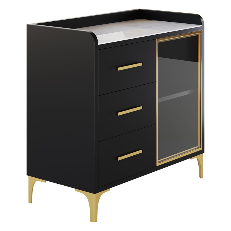 Modern Glass Door Wood Sideboard 2 - Image 11