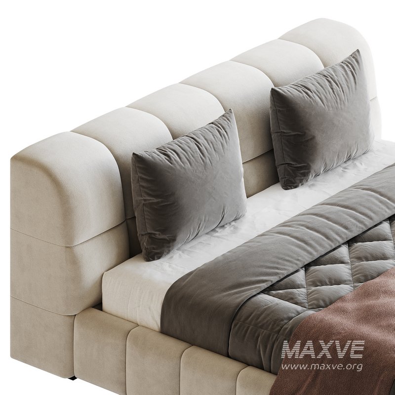 White Upholstered Wood Modern Headboard Bed - Image 10