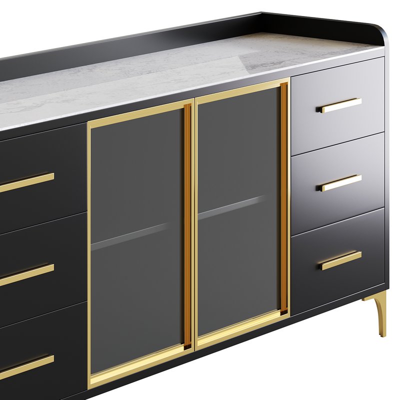 Modern Glass Door Wood Sideboard 2 - Image 11