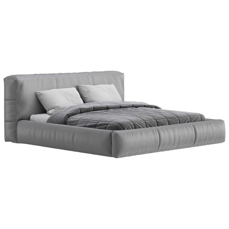 Icnoyotl suede fabric rectangular headboard modern bed I - Image 10