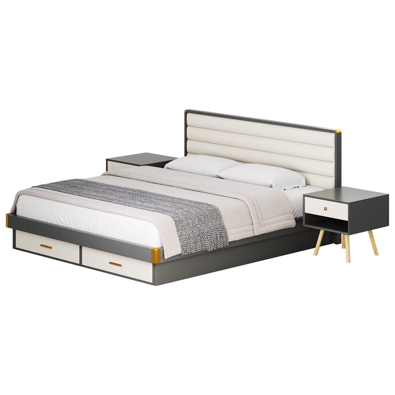 Grey Rectangular Headboard Standard Bed - Image 11