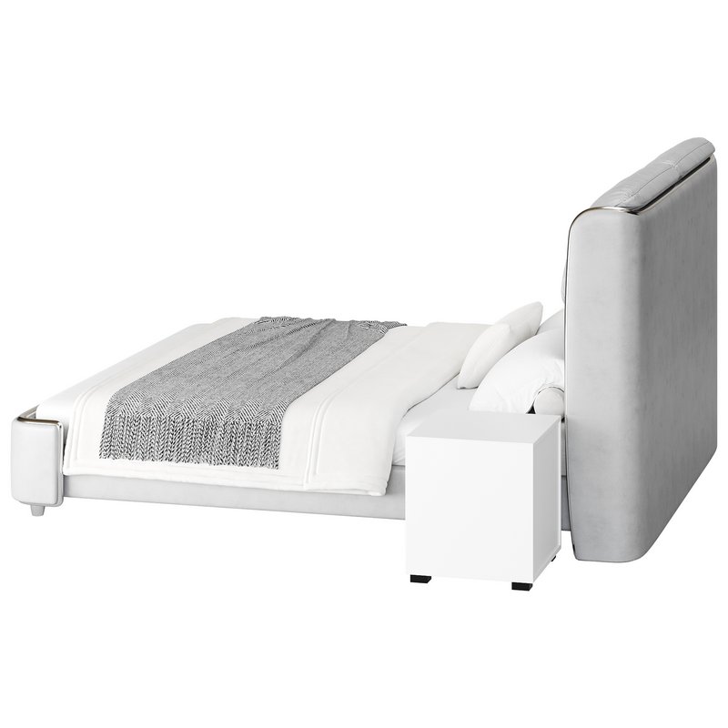 Elegant White Pine Wood Panel Bed - Image 11