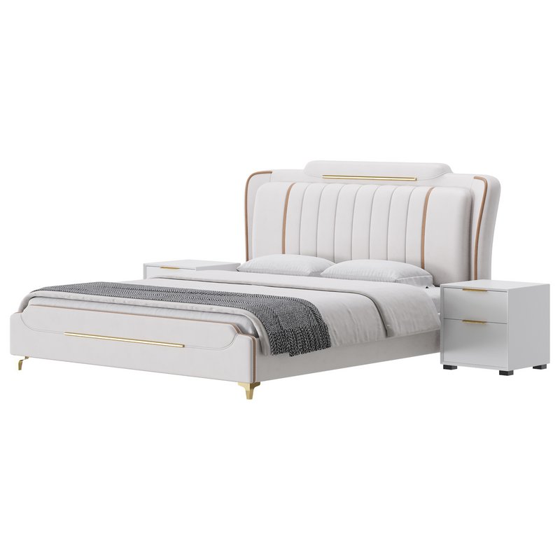 Queen Size Upholstered Headboard Bed - Image 12
