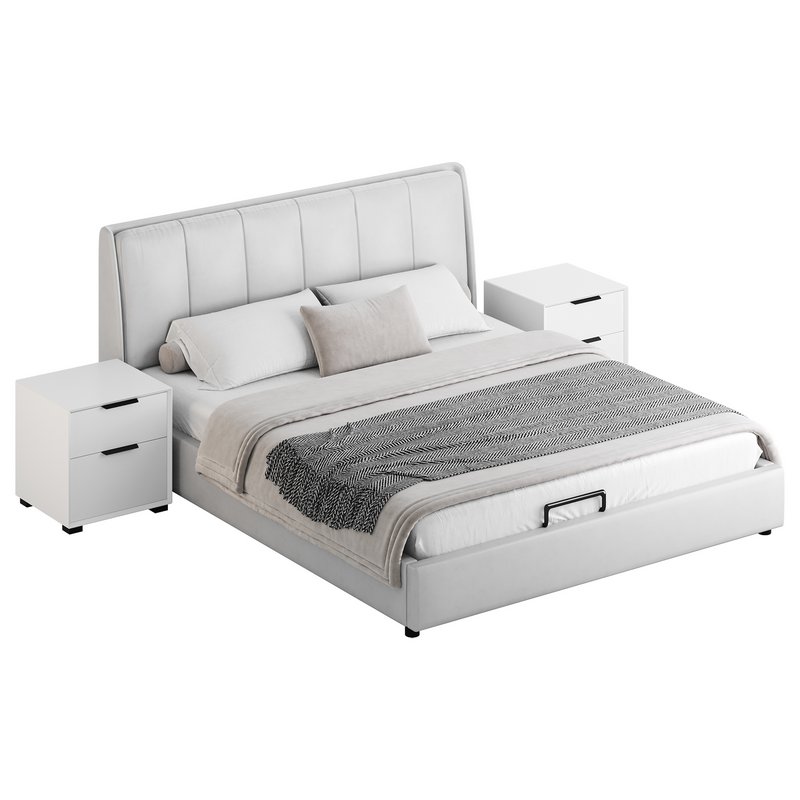 Gray Wingback Upholstered Headboard Bed - Image 11