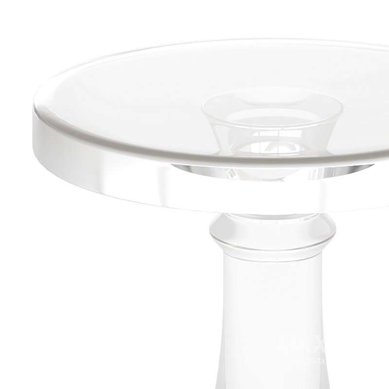Modern Acrylic Clear Round End Table with Pedestal - Image 11