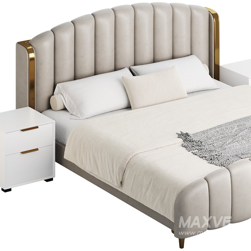 Glamorous Beige Upholstered Wingback Bed - Image 12