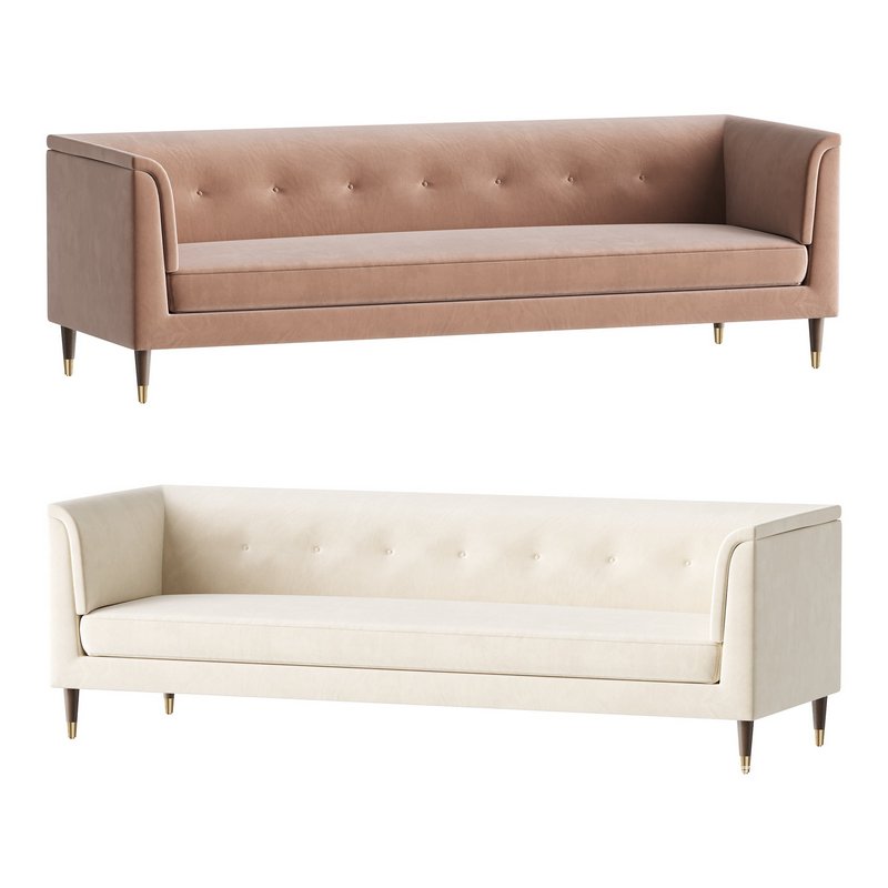 TUFTED CREAM WHITE VELVET SOFA - Image 1