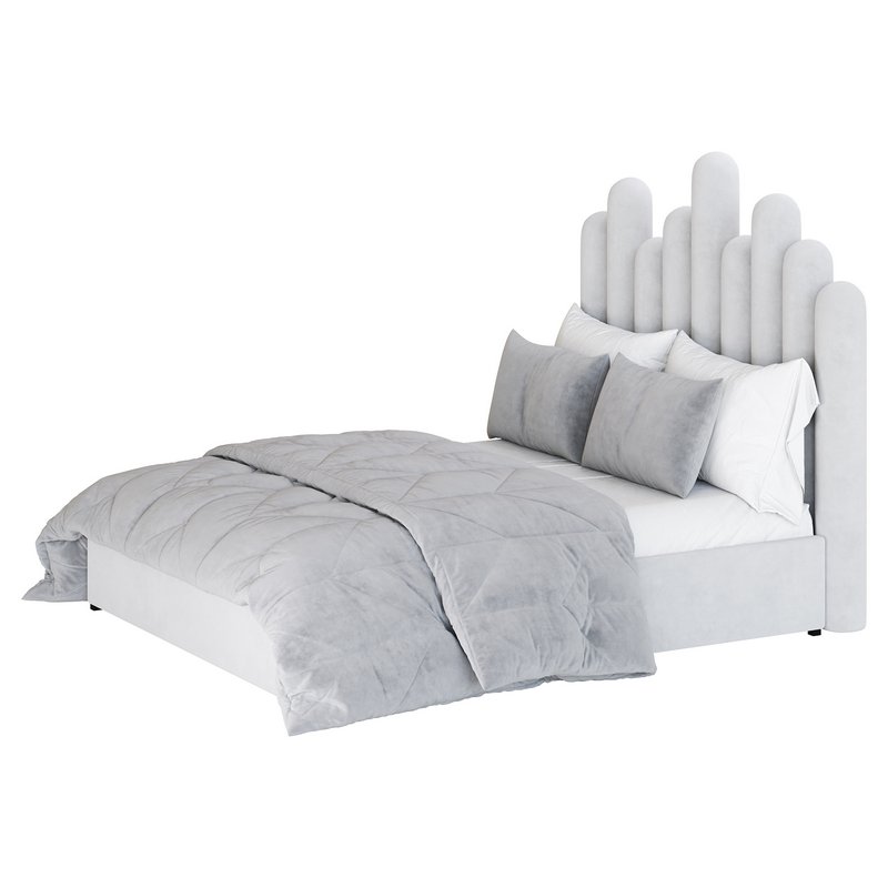 Light Wood Upholstered Panel Modern Bed - Image 10