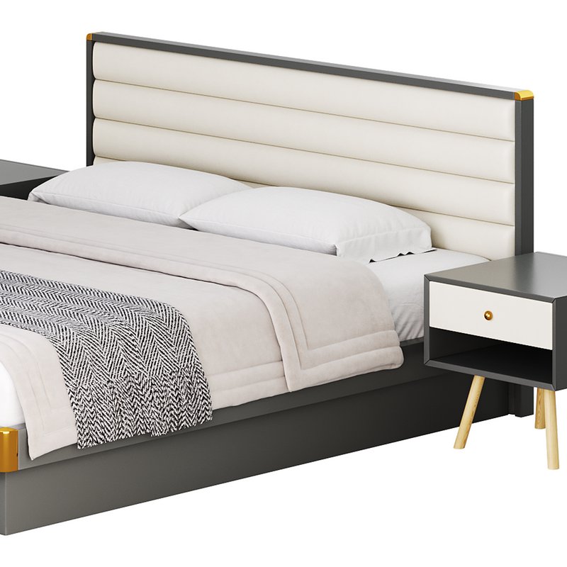 Grey Rectangular Headboard Standard Bed - Image 13