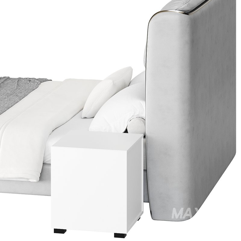 Elegant White Pine Wood Panel Bed - Image 12