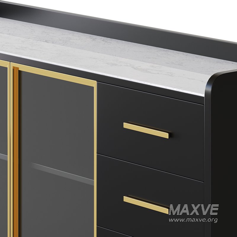 Modern Glass Door Wood Sideboard 2 - Image 12