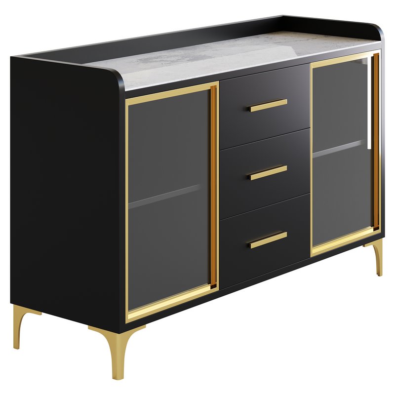 Modern Glass Door Wood Sideboard 3 - Image 12