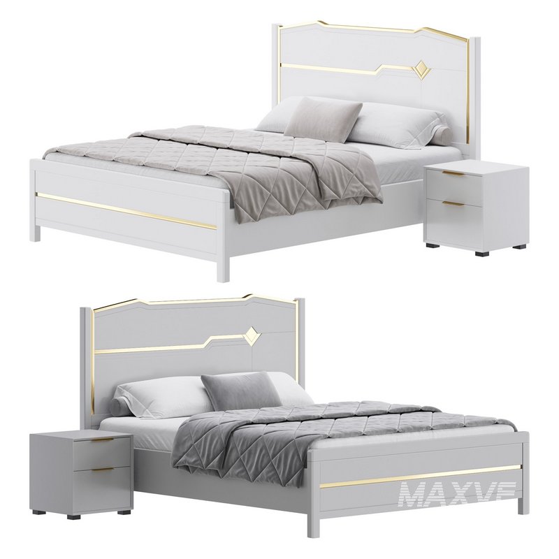 Modern White Bed I - Image 1