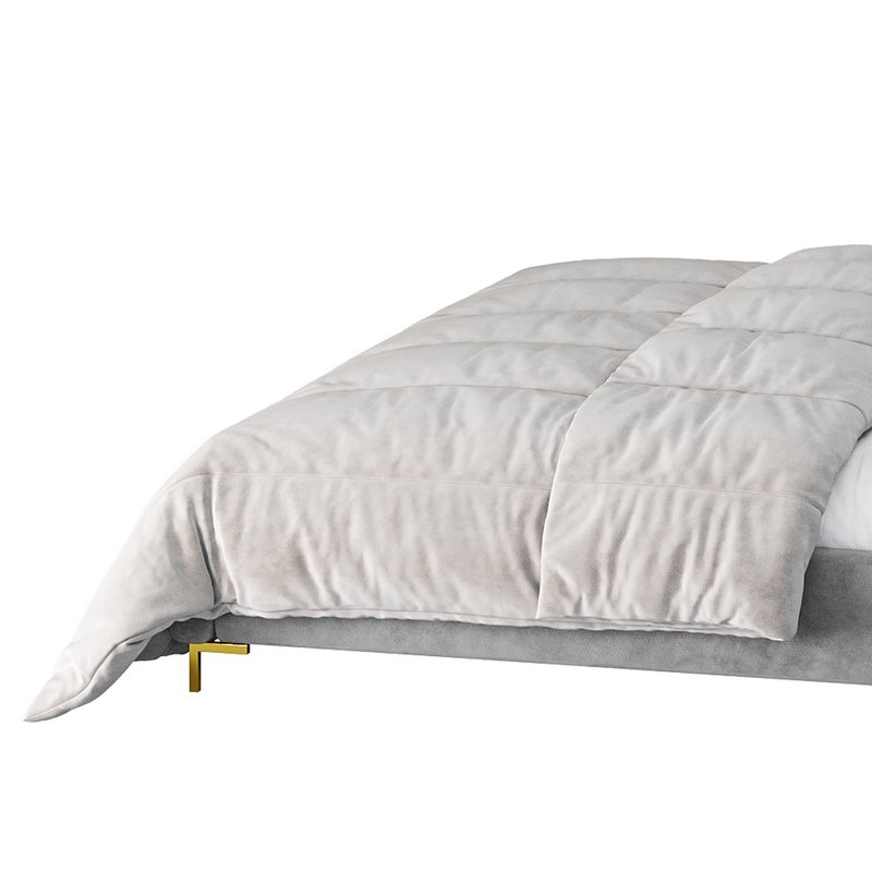 Elegant Blue Pine Wood Upholstered Panel Bed - Image 12