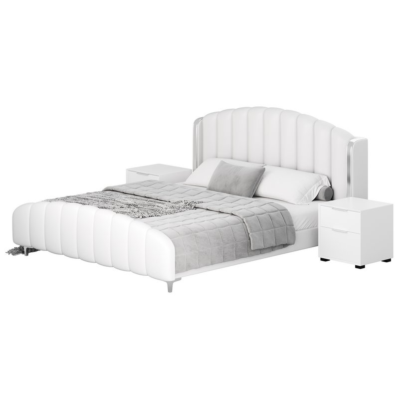 Glamorous Beige Upholstered Wingback Bed - Image 11