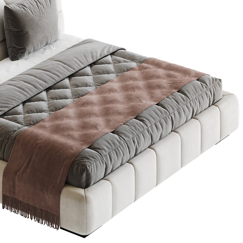 White Upholstered Wood Modern Headboard Bed - Image 11