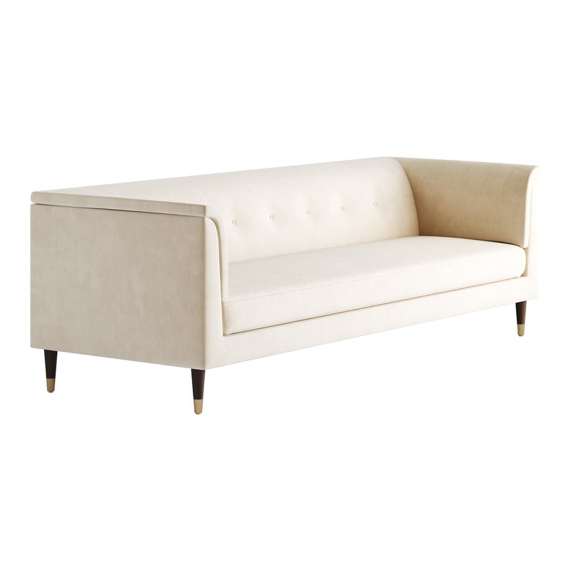 TUFTED CREAM WHITE VELVET SOFA - Image 12