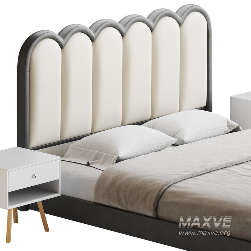 White Genuine Leather Upholstered Modern Panel Bed - Image 12