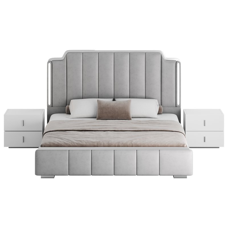 Glam Beige Upholstered Bed - Image 12