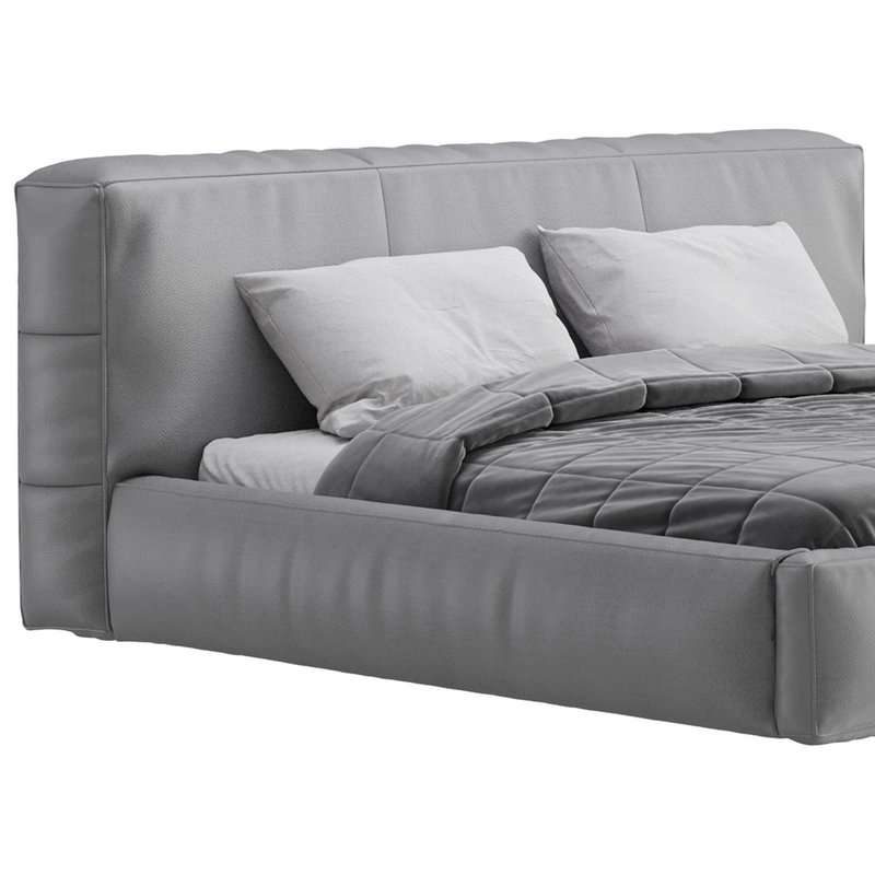 Icnoyotl suede fabric rectangular headboard modern bed I - Image 12
