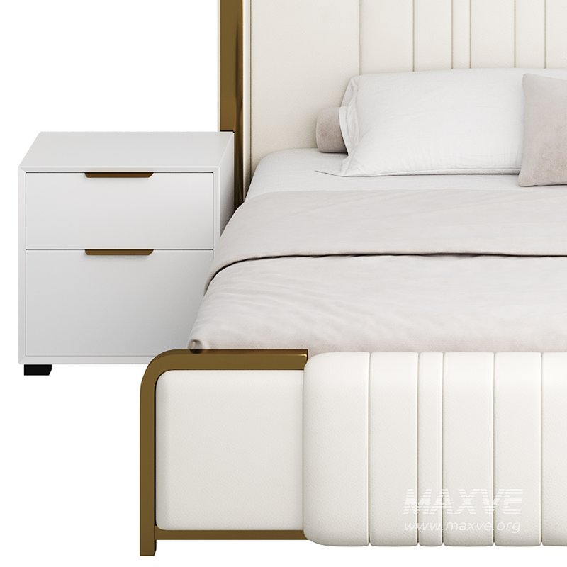 Glamorous White Upholstered Wingback Bed I - Image 11