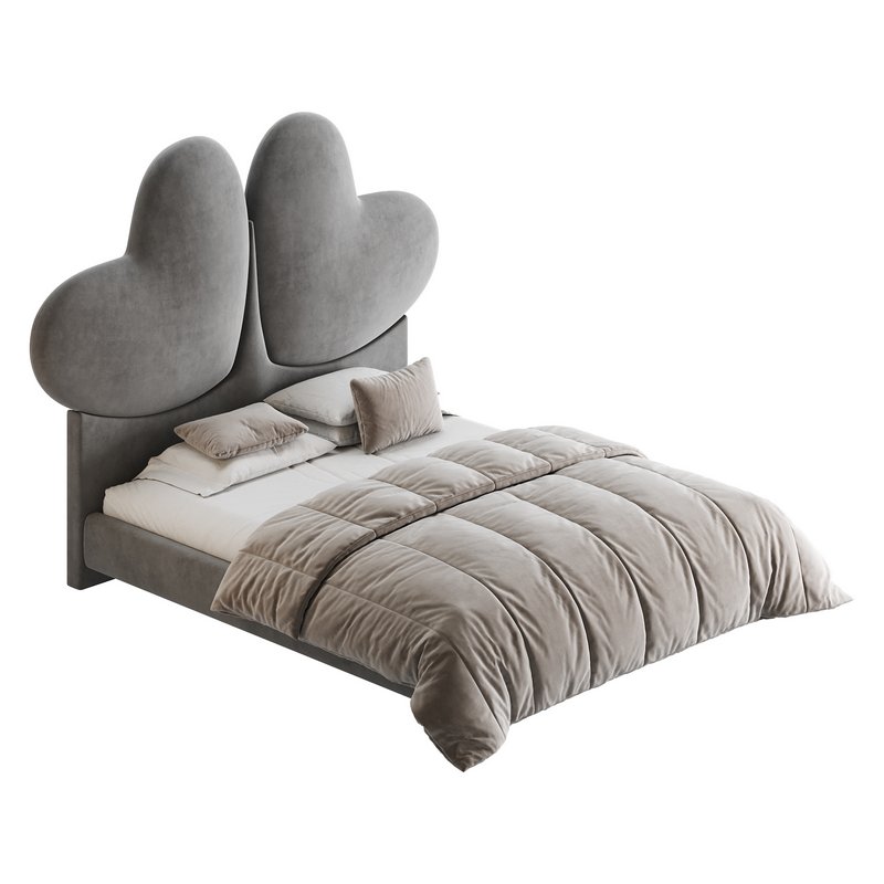 Elegant Blue Pine Wood Upholstered Panel Bed - Image 13