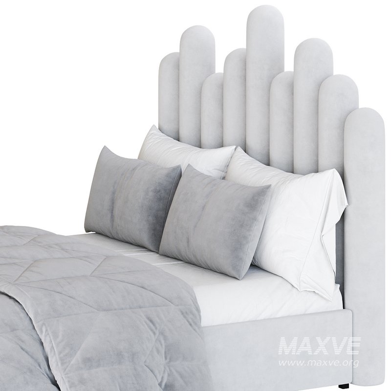 Light Wood Upholstered Panel Modern Bed - Image 13