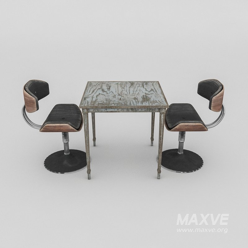 3D old chair and table - Image 1