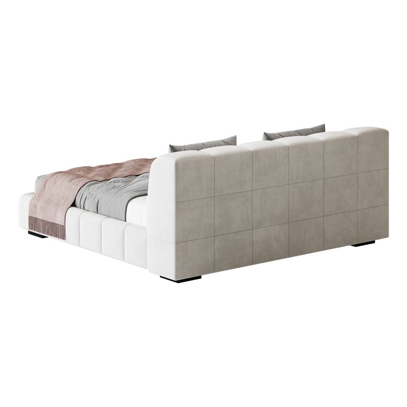 White Upholstered Wood Modern Headboard Bed - Image 12