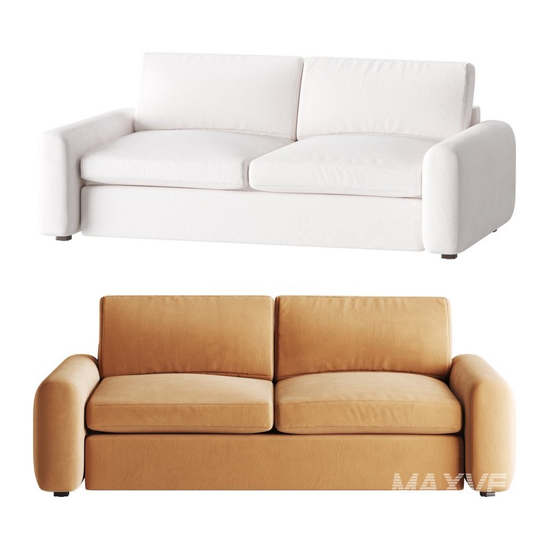 WHITE PERFORMANCE FABRIC APARTMENT SOFA - Image 1