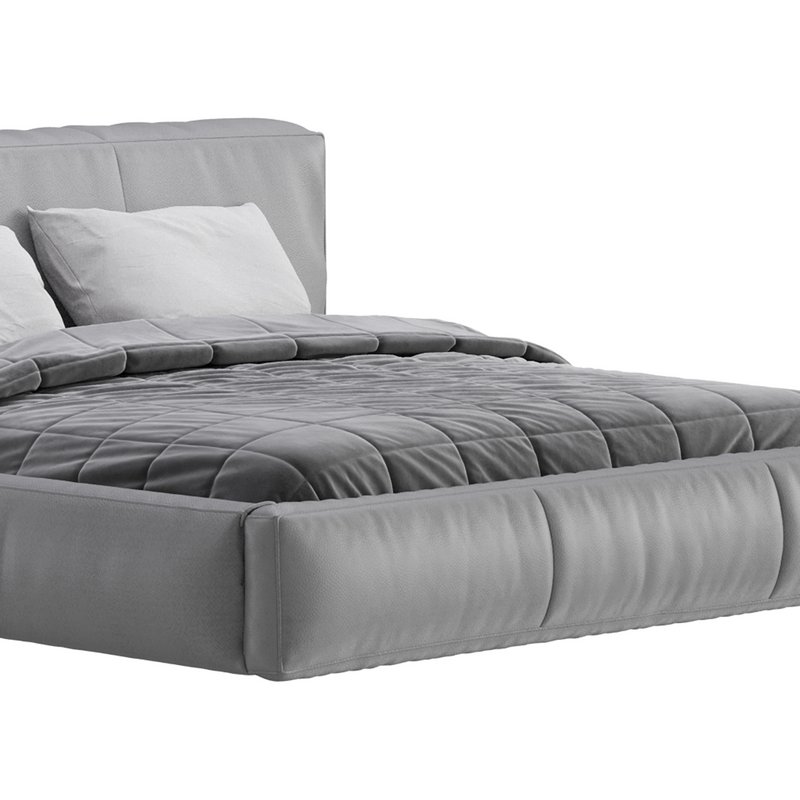 Icnoyotl suede fabric rectangular headboard modern bed I - Image 13