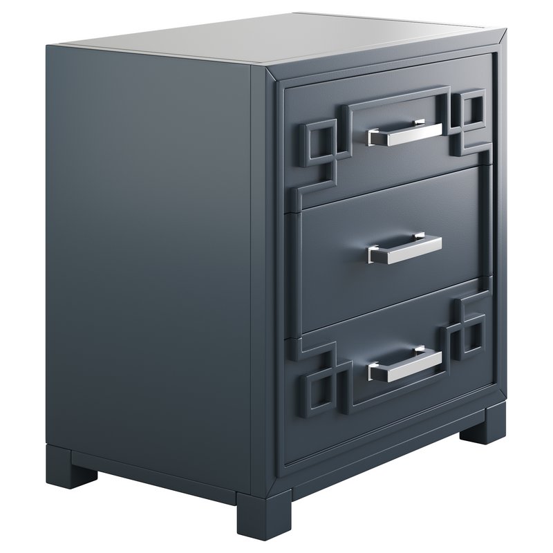 SAFAVIEH Raina Three Drawer Greek Key Night Stand Black - Image 13