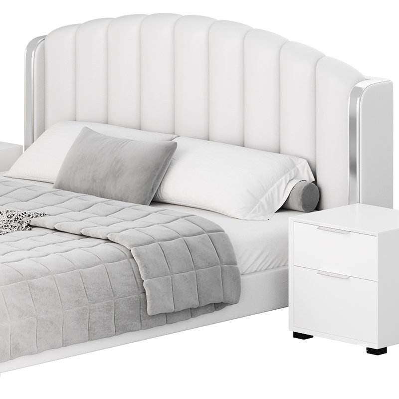 Glamorous Beige Upholstered Wingback Bed - Image 14