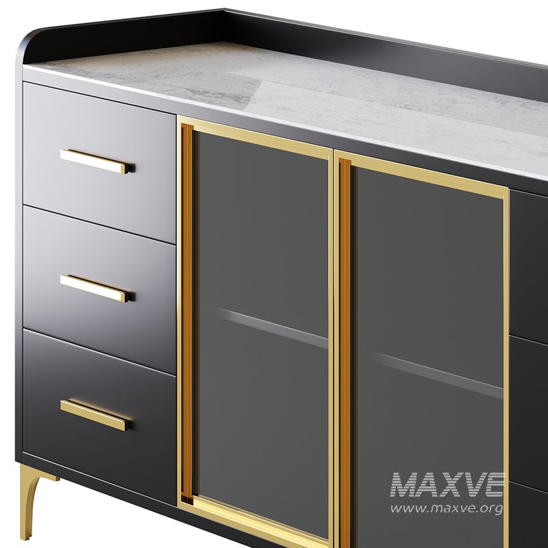 Modern Glass Door Wood Sideboard 2 - Image 13