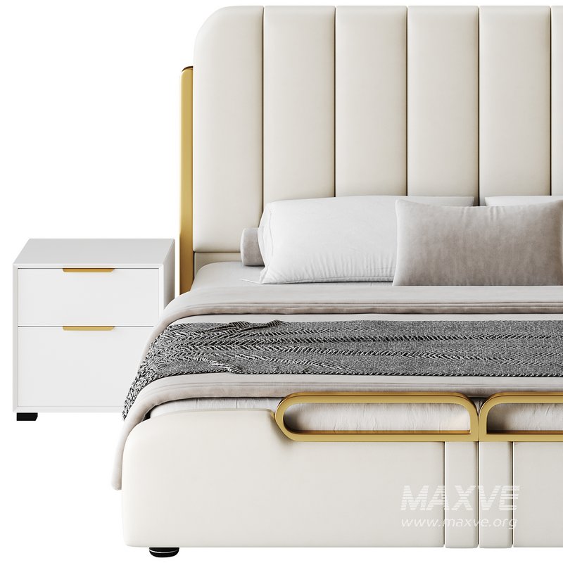 Upholstered Headboard Bed Frame Modern Panel Bed I - Image 15