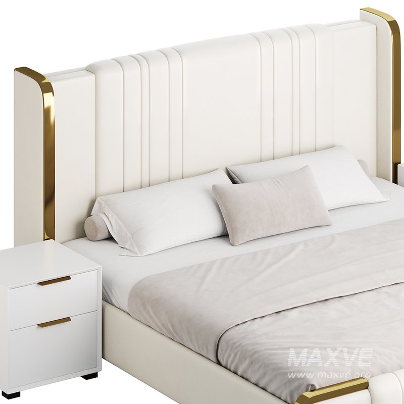 Glamorous White Upholstered Wingback Bed I - Image 14