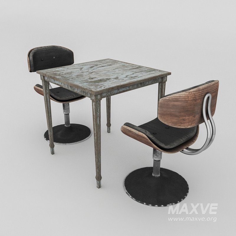 3D old chair and table - Image 3