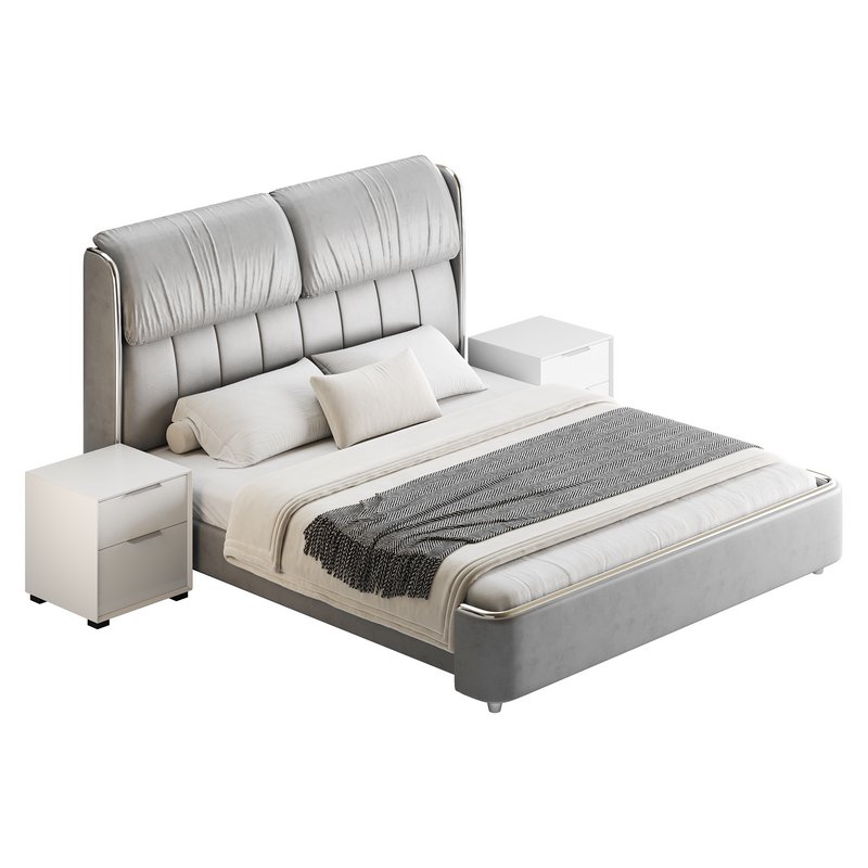 Elegant White Pine Wood Panel Bed - Image 14